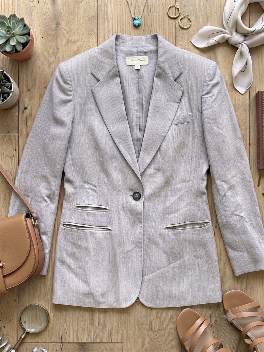 VTG 90s The Limited Linen Blend Blazer  Neutral Academia Office Soren  Office S